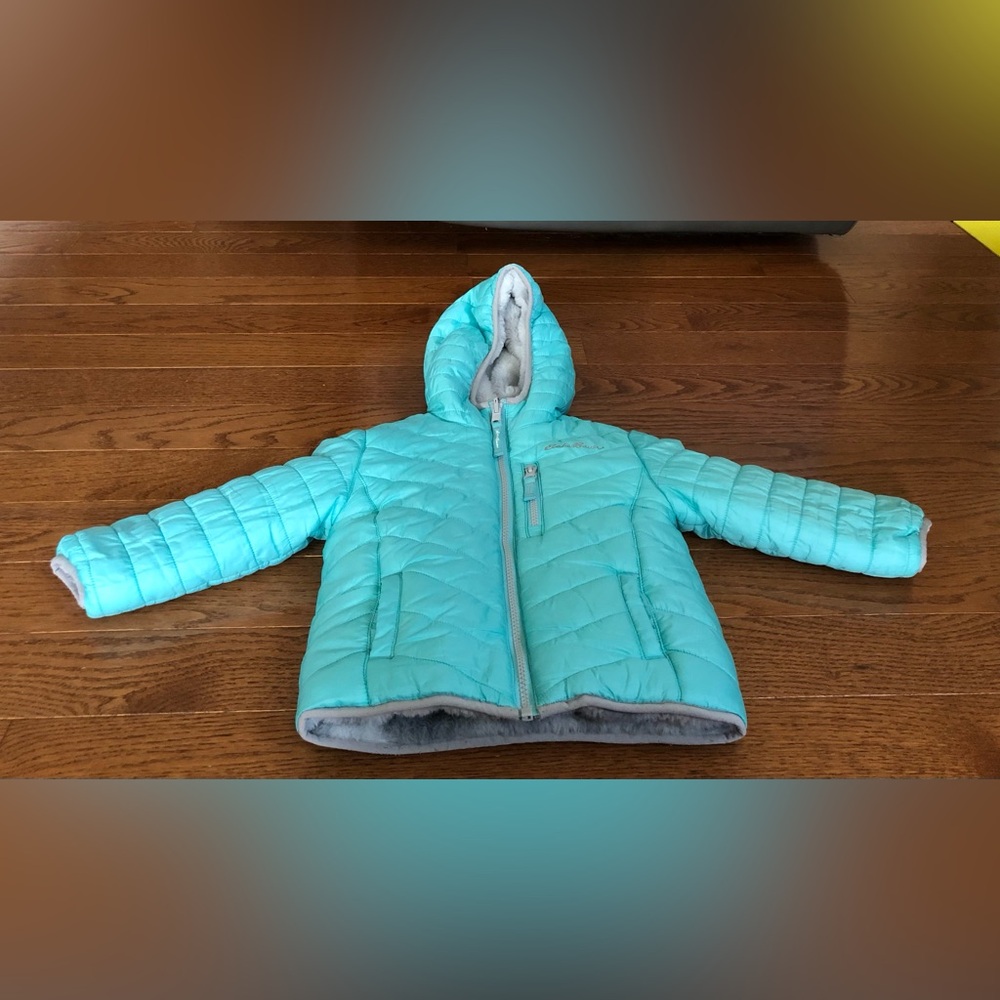 Eddie Bauer Toddler Girls Deer Harbor Reversible Hooded Jacket- size 2T